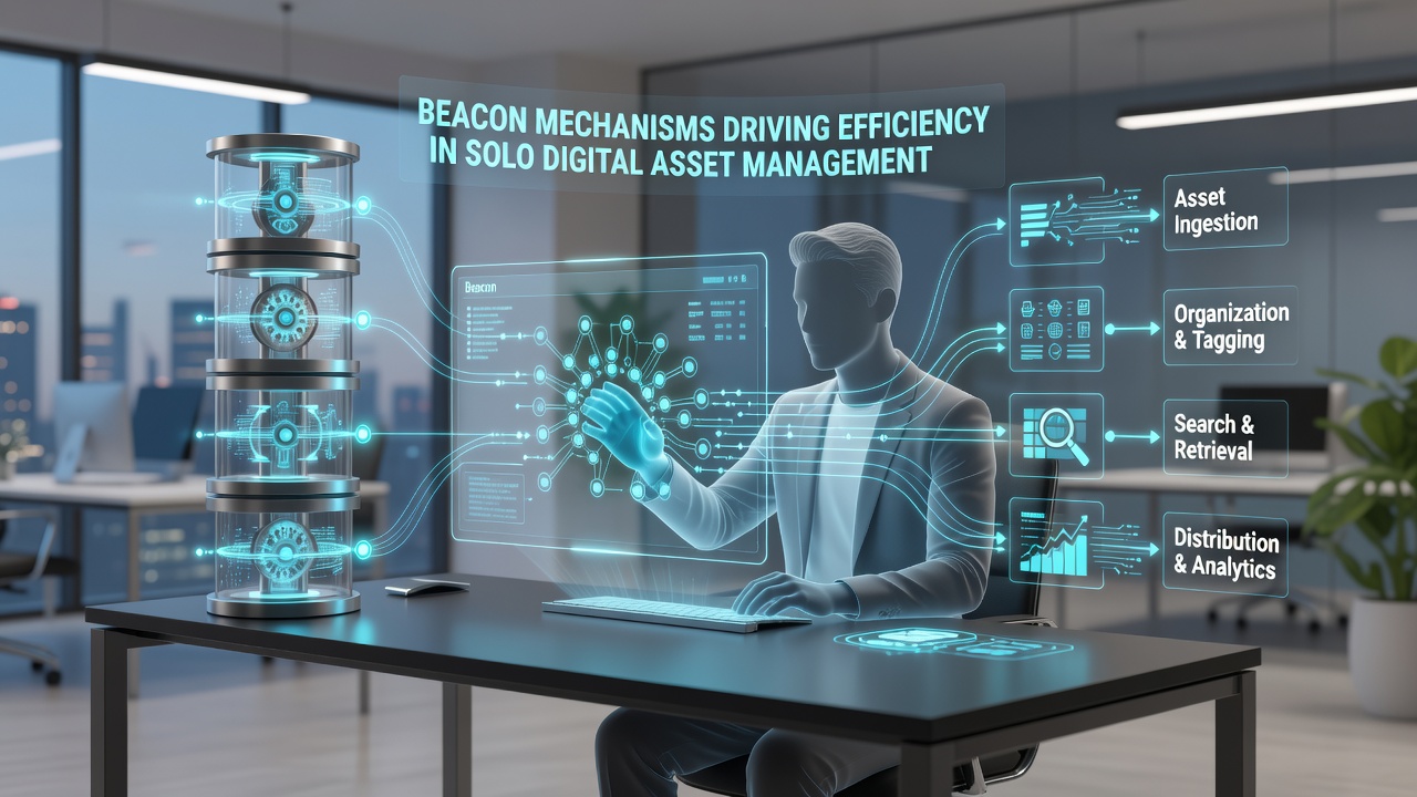 Diagram showing data flow in solo digital asset beacon networks